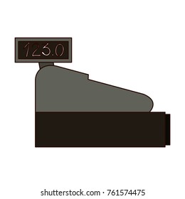 cash register icon in colorful silhouette with thin black contour