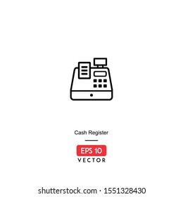 Cash Register Icon. Ecommerce Isolated On White Background. With Line Style. Buy and Sell Icon. EPS10 - Vector