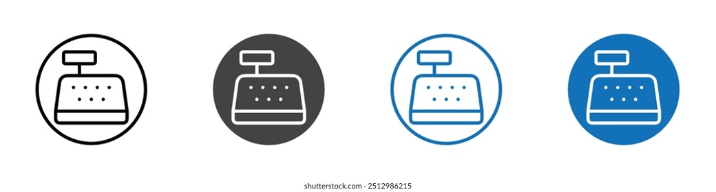 Conjunto de marcas de icono editable plano de icono de caja registradora.