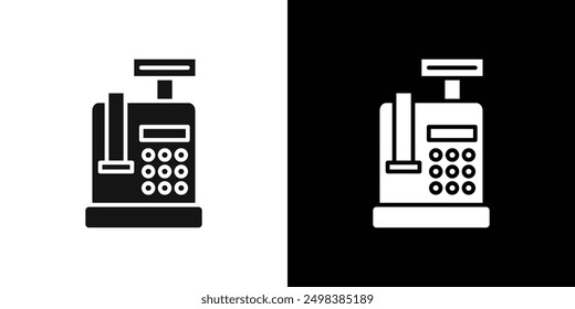 Cash register icon flat line symbol set.
