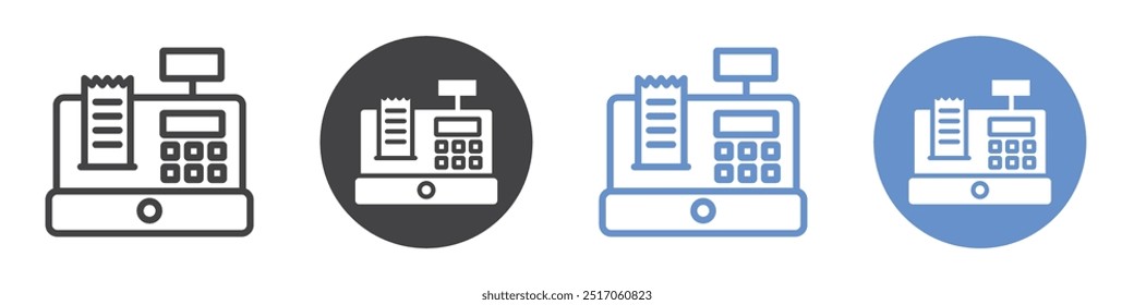Cash register icon flat line symbol set.