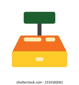 Cash register icon in flat style