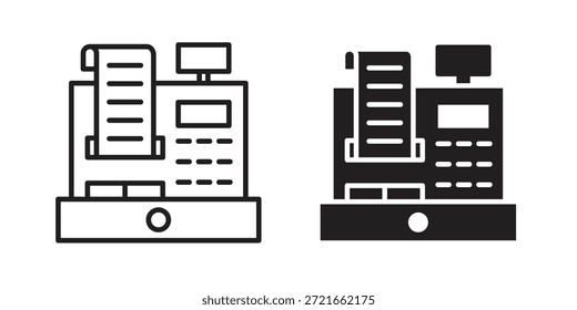 Icono de caja registradora paquete de Vector plano y delgado. Conjunto de iconos editables