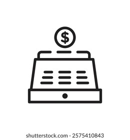 Cash register icon Flat vector set outline
