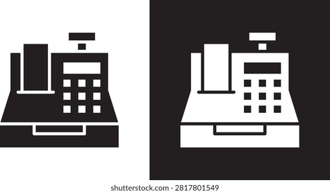 Cash register icon flat website sticker..