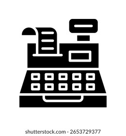 Ilustración vectorial de glifo de icono de caja registradora