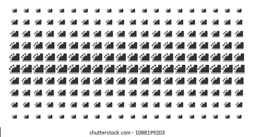 Cash register icon halftone pattern, constructed for backgrounds, covers, templates and abstract concepts. Vector cash register pictograms organized into halftone grid.