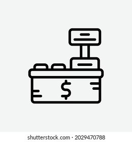  cash register icon, isolated ecommerce outline icon in light grey background, perfect for website, blog, logo, graphic design, social media, UI, mobile app, EPS 10 vector illustration