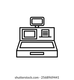 Cash register icon Isolated flat vector in outline