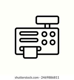 cash register icon, isolated outline or line icon