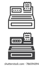 Cash register icon, line and solid version, outline and filled vector sign, linear and full pictogram isolated on white. Order checkout symbol, logo illustration. Pixel perfect vector graphics