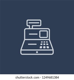 Cash register icon. Cash register linear design concept from  collection. Simple element vector illustration on dark blue background.