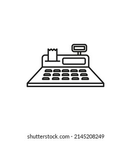 The cash register icon. Linear image. Simple flat vector illustration on a white background.