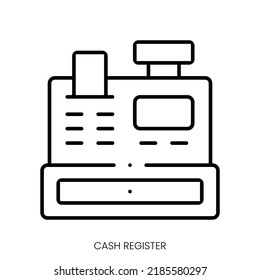 icono de caja registradora. Signo de estilo lineal aislado en fondo blanco. Ilustración del vector