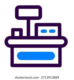 Ícone de caixa registradora. Ilustração vetorial linear de caixa registradora isolada sobre fundo branco.