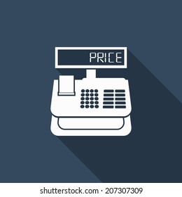 cash register icon with long shadow