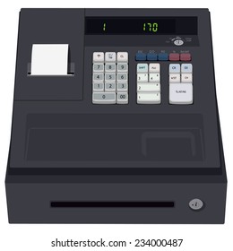 Cash register, cash register icon, cash machine, isolated on white, cash register vector