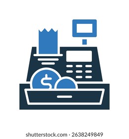 Cash Register Icon Mixed Vector Illustration