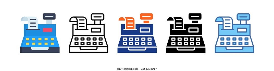 Cash Register Icon Multi Style Illustration