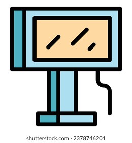 Cash register icon outline vector. Machine pos. Screen point color flat