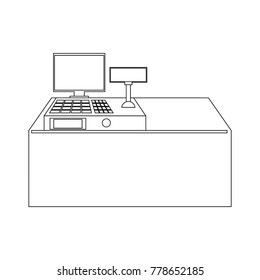cash register icon over white background  vector illustration