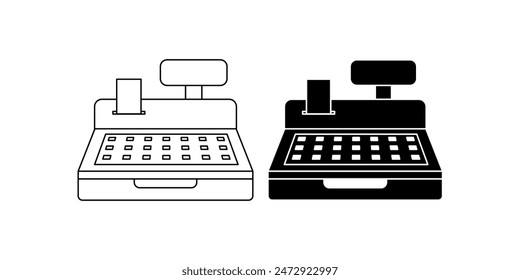 Cash register icon set isolated on white background