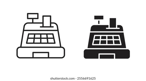 Cash register icon set in Thin line black color.