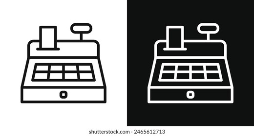 Juego de iconos de caja registradora. Símbolos de Vector para la máquina de registro y el Completar compra minorista.