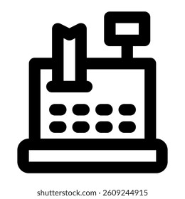 Cash register icon with simple and line style