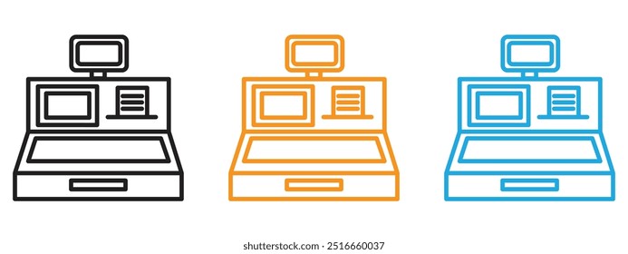 Icono de caja registradora Conjunto de ilustración de línea delgada