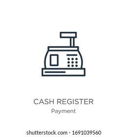 Cash register icon. Thin linear cash register outline icon isolated on white background from payment methods collection. Line vector sign, symbol for web and mobile