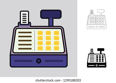 Cash register icon with three different styles