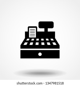 Cash register icon vector, filled flat sign, solid pictogram isolated on white. Symbol, logo illustration.
