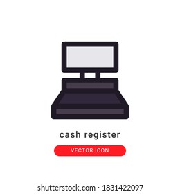 cash register icon vector illustration. cash register icon lineal color design.