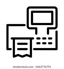 Cash register icon vector in outline style for commerce, department store, shop, cashier, and commercial