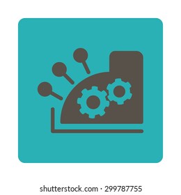 Cash register icon. Vector style is grey and cyan colors, flat rounded square button on a white background.