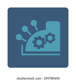 Cash register icon. Vector style is cyan and blue colors, flat rounded square button on a white background.