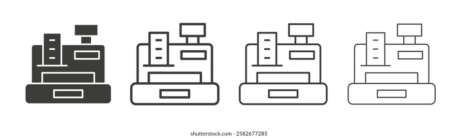 Cash register icons set vectors graphic designs