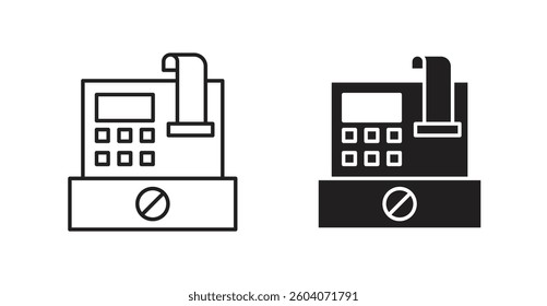 Cash register icons. thin line vector icons