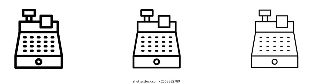 Cash register icons in tree different stroke sizes