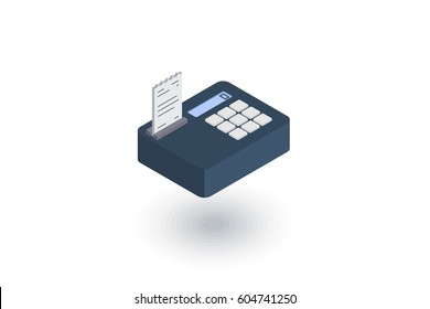 cash register isometric flat icon. 3d vector colorful illustration. Pictogram isolated on white background