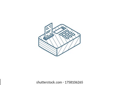 cash register isometric icon. 3d vector illustration. Isolated line art technical drawing. Editable stroke