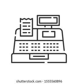 Cash register line color icon. Commerce sign. Grocery store vector pictogram. Sign for web page, app, promo.