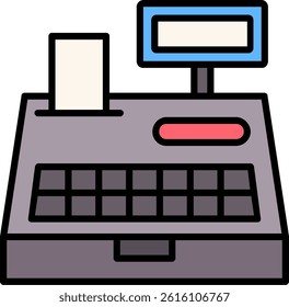 Cash Register Line Filled Vector Icon Design