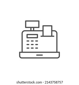 Cash register line icon, outline vector sign, linear style pictogram isolated on white. Symbol, logo illustration. Editable stroke. Pixel perfect