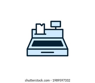 Cash register line icon. Vector symbol in trendy flat style on white background. Commerce sing for design.