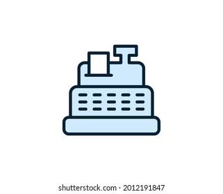 Cash register line icon. Vector symbol in trendy flat style on white background. Commerce sing for design.