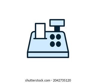 Cash register line icon. Vector symbol in trendy flat style on white background. Commerce sing for design.