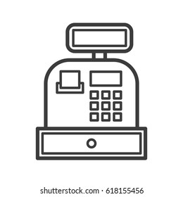 Cash register linear icon. Thin line illustration. Vector isolated outline drawing.