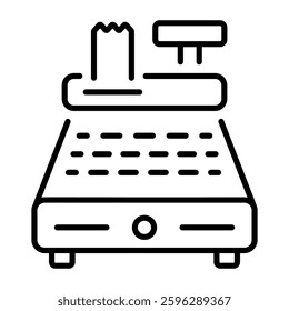 Cash register machine icon in linear style 